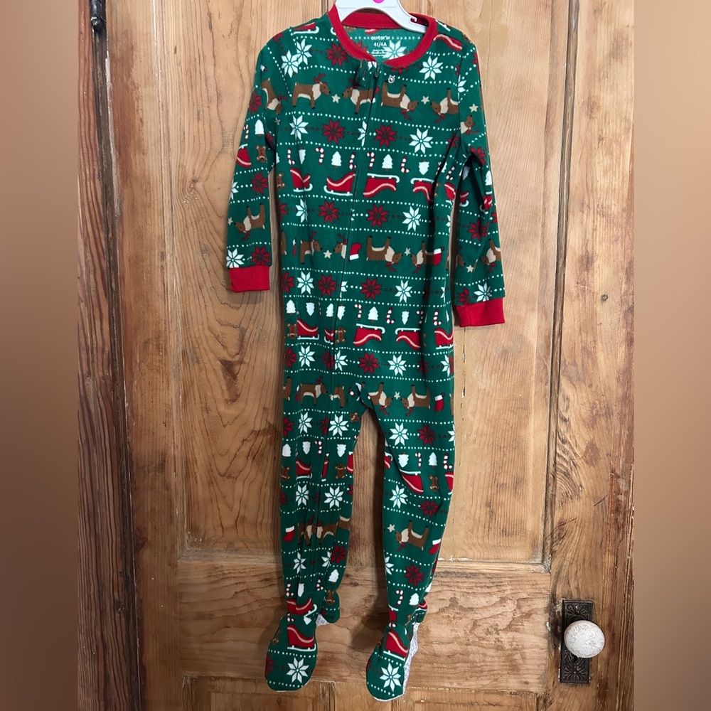 Carter's Green Holiday Footie Pajama